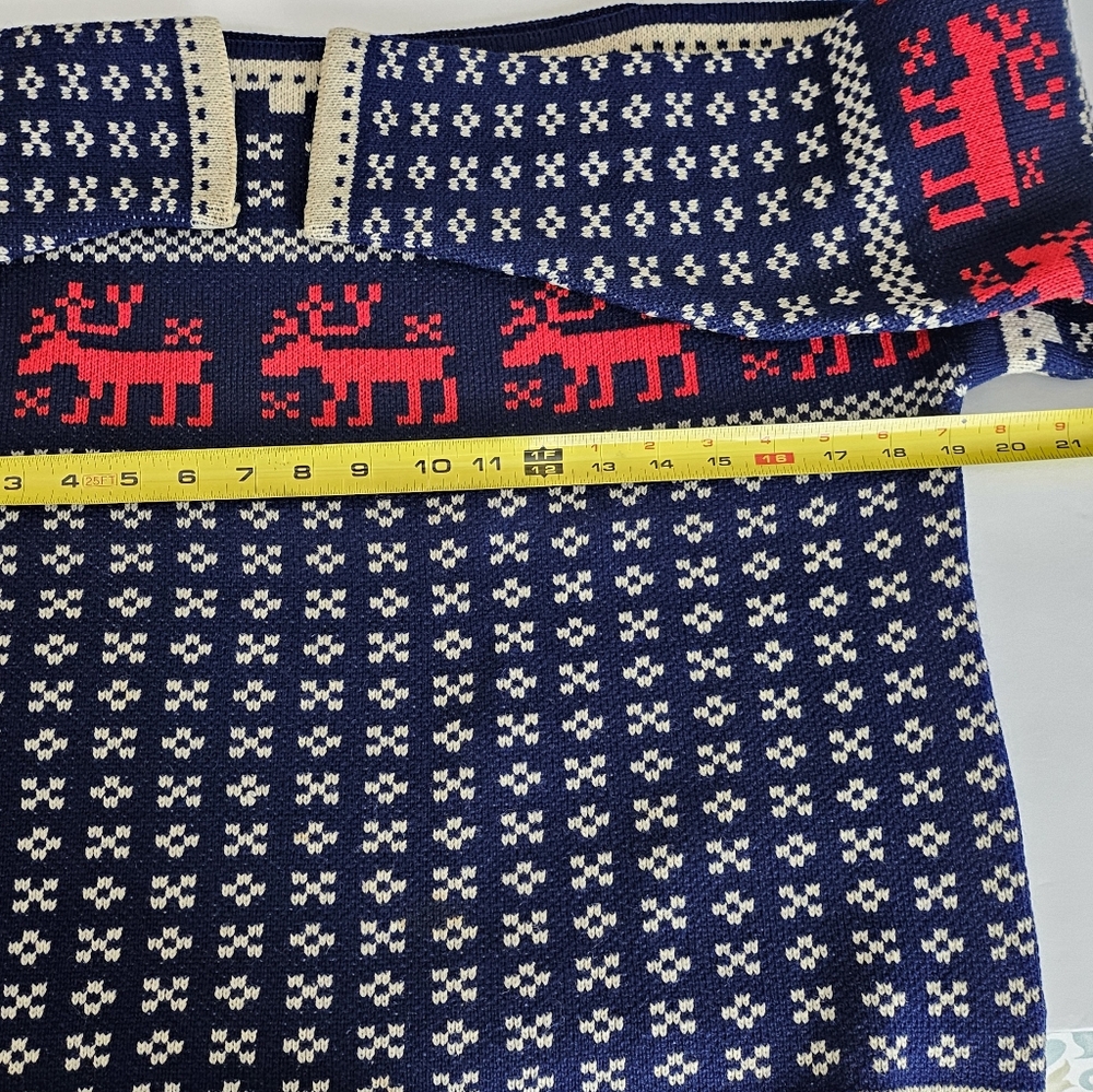 An Olympic Original Medium Nordic Sweater Norway Navy Red Deer Fair Isle Wool - Picture 7 of 10